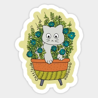 Cat in planter Sticker
